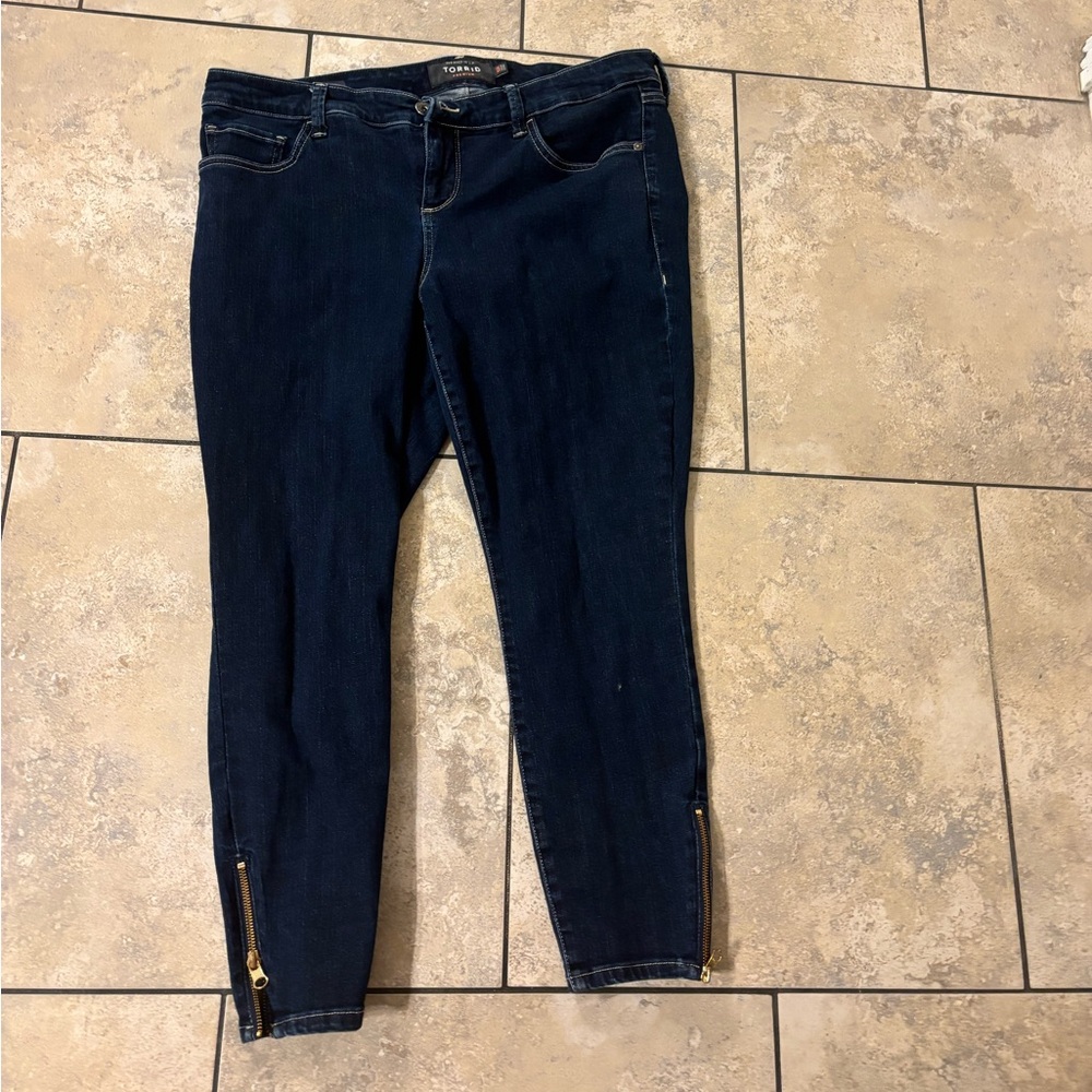 Torrid Dark Wash Skinny Jeans with Ankle Zippers 16R